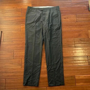 Zanella Todd Flat Front Wool Trousers Slacks in Mid Grey Size 36